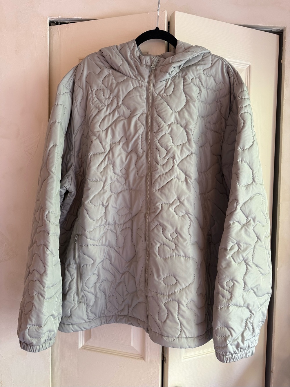 Quilted Hooded Light Gray Jacket